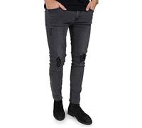 Only & Sons Mens Super Stretch Skinny Ripped Distressed Jeans Dark Grey 34W/32L
