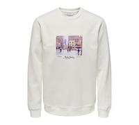 ONLY&SONS Men's Sweatshirt with Print Crew Neck Long Sleeve Casual Modern Versatile, Ballerino Di Nuvola, XXL