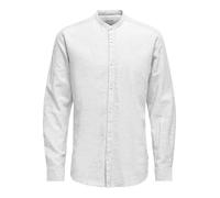 ONLY & SONS Men's Onscaiden Ls Solid Linen Mao Shirt Noos, White, XXL