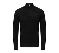 ONLY & SONS Onsloui Reg 12 Cable Half Zip Knit, Black, XXL