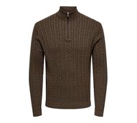 ONLY & SONS Onsloui Reg 12 Cable Half Zip Knit, Coffee Bean, M