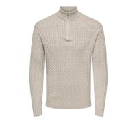 Only & Sons Onsloui Reg 12 Cable Half Zip Knit, Oatmeal, S