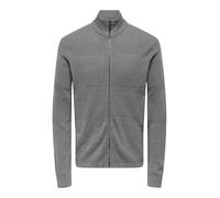 ONLY & SONS Onsmalik Reg 12 Pin Zip Cardigan Knit, Medium Grey Melange, M
