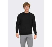 ONLY & SONS Pure Cotton Textured Crew Neck Jumper Black Mix