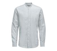 ONLY & SONS Men's Onscaiden Life LS Solid Linen Mao Noos, Blue- 3, XXL