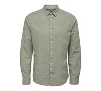 ONLY & SONS Men's Onscaiden LS Solid Linen Shirt Noos, Swamp, S