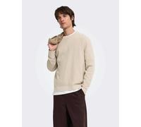 ONLY & SONS Textured Waffle Knit Crew Neck Jumper Beige