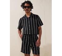 ONLY & SONS Trev Life Reg Struc Stripe Shorts, Dark Navy, Size L, Men Dark Navy