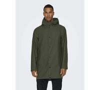 ONLY & SONS Waterproof Hooded Coat Khaki