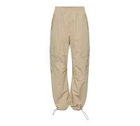 PIECES Women's Pcjill Mw Cargo Joggers Pants, White Pepper, S