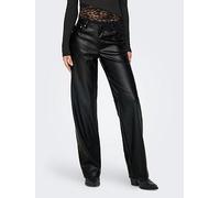 Only Straight Faux Leather Pant, Black, Size M, Inside Leg 32, Women Black