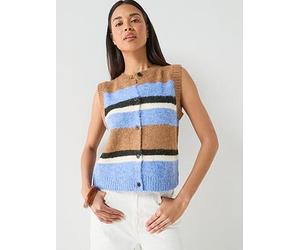 Only Stripe Button Up Knitted Vest, Multi, Size Xs, Women Print