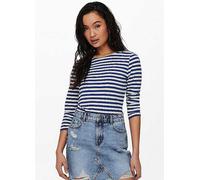 Only Stripe Three-Quarter Length Sleeve Top Blue Stripe