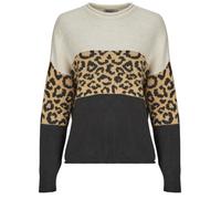 Bestseller A/S Women's Onljade Animal LS O-Neck CC KNT Sweater, Moonbeam/Pattern:Black/Toasted Coconut, XL
