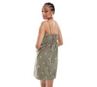 Only Tall Womens embroided detail mini cami dress in khaki