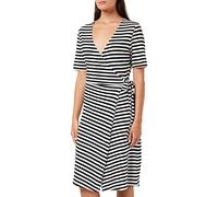 ONLY TALL Women's Onlmay S/S Wrap Dress JRS Short, Black/Stripes: Cloud Dancer (Lia), S