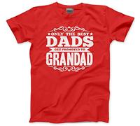Only The Best Dads Get Promoted to Grandad - Mens and Youth Unisex T-Shirt - Baby Announcement Grandchild Fathers Day L red
