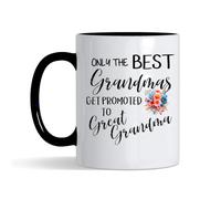 Only The Best Grandmas Get Promoted to Great Grandma Coffee Mug Baby Announcement Pregnancy Reveal Gift Ideas Mug Inside Colour and Colour Handle (Black)