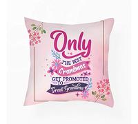Only The Best Grandmas Get Promoted To Great Grandma Mothers Day Great-Grandmother Cushion for Bedroom/Sofa Car Chair Decor, Cotton/Linen Cushion, and Throw Pillow Cushion. (Satin Cover with Insert)