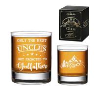 Only The Best Uncles get Promoted to Godfather Engraved Whiskey Glass，Uncle Baby Announcement, Gift for Brothers Uncles-13