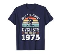 Only The Finest Cyclists Born in 1975 50th Birthday Cycling T-Shirt, Men, Navy Blue, Small
