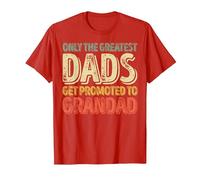 Only The Greatest Dads Get Promoted to Grandad T-Shirt, Men, Red, Medium