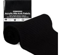 ONLY TRIMMING 2x2 Acrylic Rib Knit Fabric, Warm & Soft, Stretchy Knitted Ribbing for Cuffs, Collars, Waistbands, Cold Weather and Winterwear, Acrylic-Polyester Blend, 6.5 x 33.5 Inches, Black