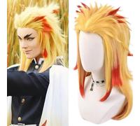 (Only Wig, 2XL) Demon Slayer Rengoku Kyoujurou Cosplay Party Costume Outfits Halloween Party Anime Set Gifts-yky