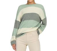 ONLY Women Knit Sweater Round Neck Long Sleeve Deep Set Shoulder Ribbed Cuffs, Colours:Green, Size:S