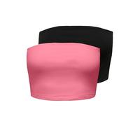 ONLY Women's 2pack Onllive Love Tube 2 Pack Crop Top Noos, Black, L (Pack of 2)