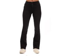 Only Womens Ann Mid Rise Flared Jeans in Black Cotton - Size 6 Short