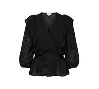 ONLY Women's Blouse Long Sleeve Top Onllondon 3/4 Ruffle Noos Top, Black, S