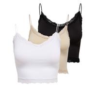Only Women's Cropped Top 3-Pack - ONLVICKY Lace Seamless Cropped Top, Straps...