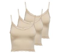 Only Women's Cropped Top 3-Pack - ONLVICKY Lace Seamless Cropped Top, Straps...