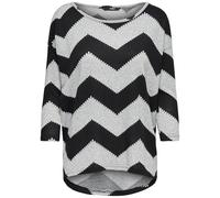 ONLY Women's Elcos 4/5 Aop Jrs Noos Long Sleeve Top, Multicoloured (Light Grey Melange Aop:w. Black Zigzag), L