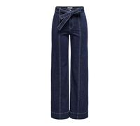 ONLY Womens Female Mit Weitem Bein Onlmadison Hohe Taille Beinschnitt Jeans, Dark Denim Blue, S / 34L UK