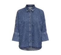 ONLY Women's Onlgrace 3/4 Rhinestone Mb DNM Shirtnoos Shirt, Medium Blue (Medium Blue Denim), L