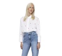 ONLY Women's Onlnew Lina Grace LS Emb Shirt WVN Blouse, Bright White/AOP: Heart, S