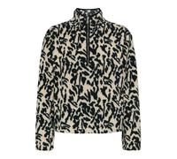 ONLY Women's Fleece Sweatshirt with Eye-catching Pattern and Fashionable Zip, black, L