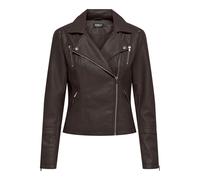 Only Womens Gemma Faux Leather Biker Jacket in Chocolate - Size 6 UK