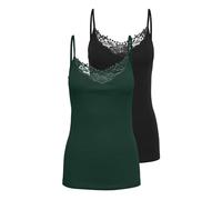 ONLY Women's Kira Lace Singlet 2 Pack Vest, Black (Black Pack: Black and White), XL UK