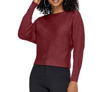 ONLY Women's Onladaline L/S Short Pullo KNT Noos Knitted Jumper with Boat Neck, Cabernet, XL