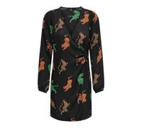 ONLY Women's Onlalma Life Poly L/S Gina Dress, Black/AOP: 586 Swirl Tiger, L