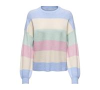 ONLY Women's Onlatia L/S KNT Noos Pullover Knitted Jumper, Kentucky Blue/Stripes: White Cap Mel/Surf Sp Mel/Light P Mel, S