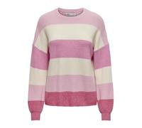 ONLY Women's Onlatia L/S KNT Noos Pullover Sweater, Pink Lady/Stripes: w. Jetstream/Moonlight/Pink Yarrow, L