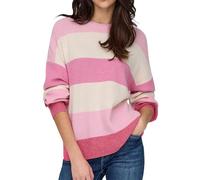 ONLY Women's Onlatia L/S KNT Noos Pullover Sweater, Pink Lady/Stripes: w. Jetstream/Moonlight/Pink Yarrow, L