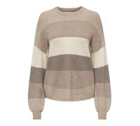 ONLY Women's Onlatia L/S Stripe KNT Noos Pullover Sweater, Feather Gray/Stripes:w. Beige/Whitecap Gray/Leafless Tree, M