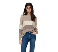 ONLY Women's Onlatia L/S Stripe KNT Noos Pullover Sweater, Feather Gray/Stripes:w. Beige/Whitecap Gray/Leafless Tree, XL