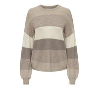 ONLY Women's Onlatia L/S Stripe KNT Noos Pullover Sweater, Feather Gray/Stripes:w. Beige/Whitecap Gray/Leafless Tree, S