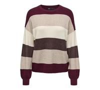 ONLY Women's Onlatia L/S Stripe Pullover KNT Noos Viscose Blend Sweater, Zinfandel, M